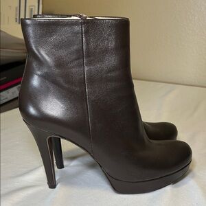 Barneys New York CO-OP Becky Brown Leather Platform Ankle Boots Size 40EU